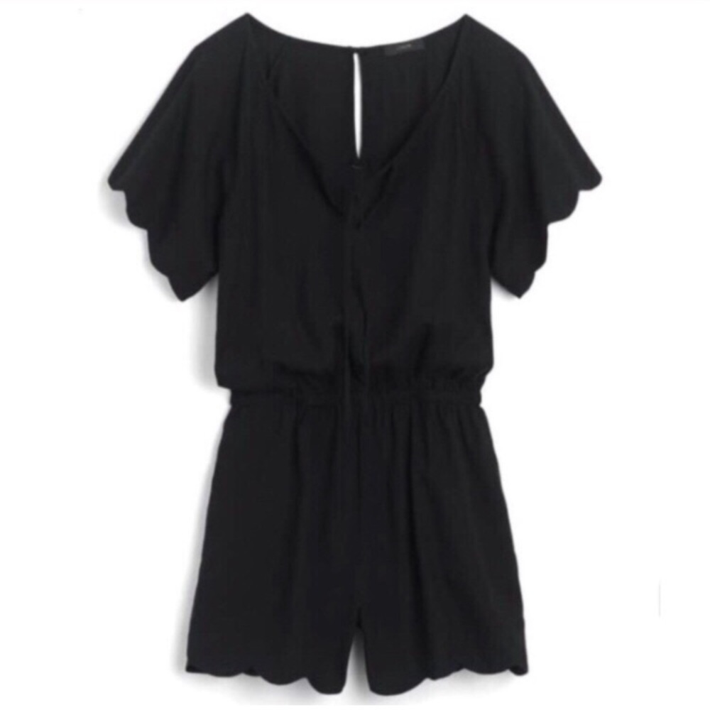 NWT J. Crew Scalloped Black Romper Medium